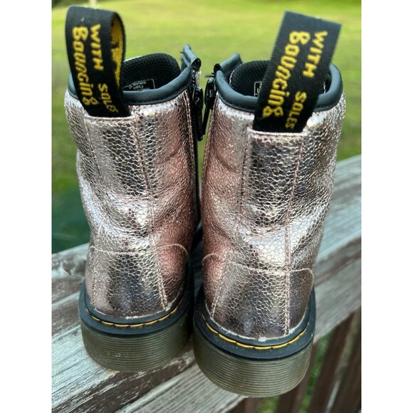 Doc Dr. Martens Air Wair Light Pink Disco Crinkle Metallic Foil Boots size 3 - Picture 4 of 7